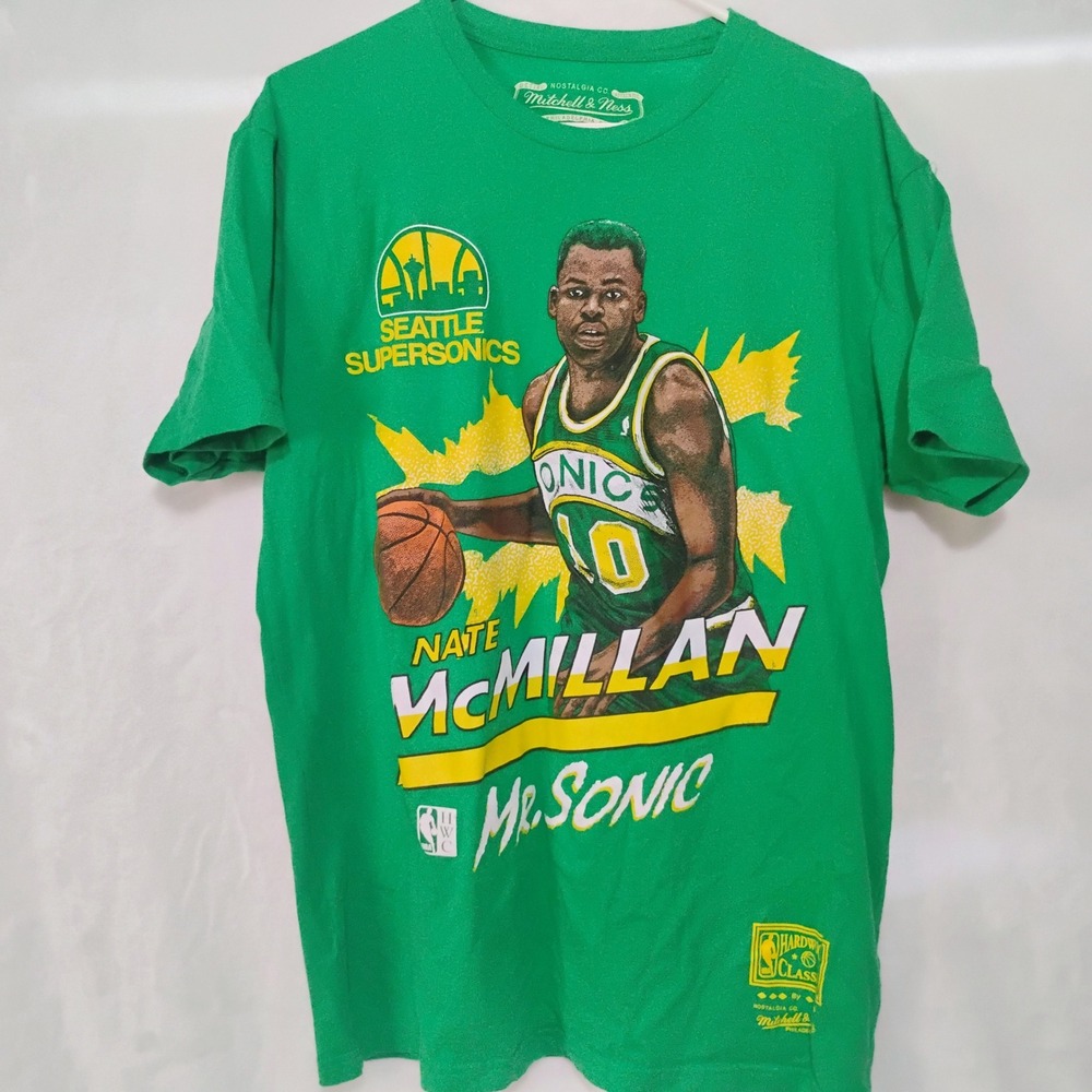 Mitchell & Ness Large Seattle SuperSonics Nate McMillan Mr Sonic Green T Shirt M